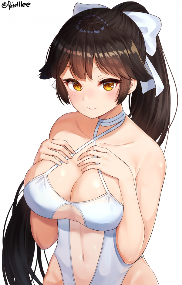 boobs,Azur Lane,cleavage,see through clothing,one piece swimsuit,Takao Azur Lane