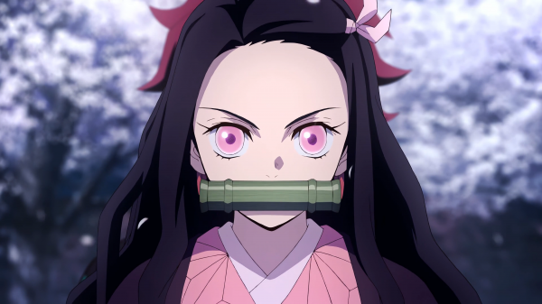 fete anime,Kamado Nezuko,Kimetsu no Yaiba,ochii roz,anime,față