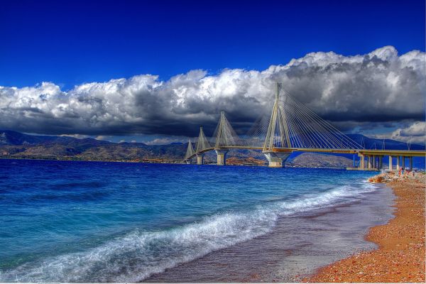 Brücke,Wolken,4752x3168 px,Antirio,Kabel,Küste