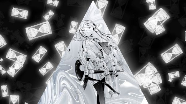 Frieren Sousou no Frieren, Sousou No Frieren, anime, anime girls, white, triangle