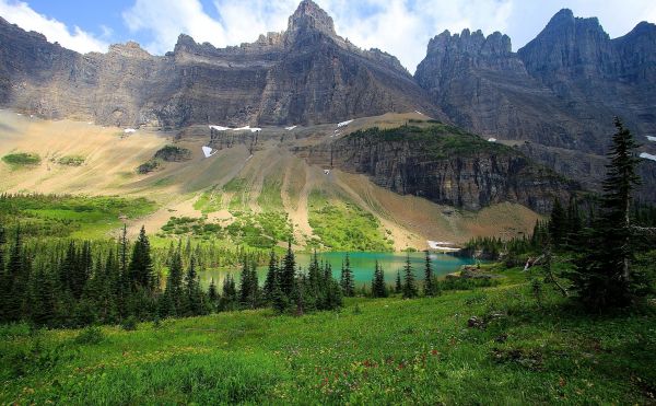 forêt,Glacier National Park,herbe,Lac,paysage,2048x1269 px