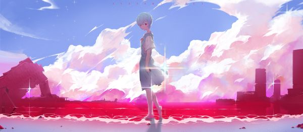 Rotarran,artwork,anime girls,Neon Genesis Evangelion,Ayanami Rei