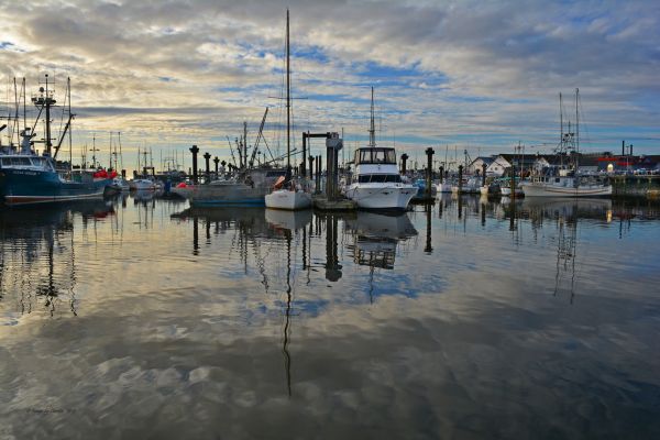 nave, barca, tramonto, mare, acqua, pescatori