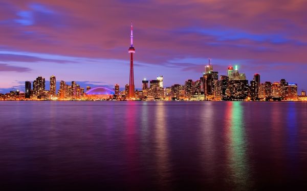 Canada,nacht,lichten,Toronto,water,toren