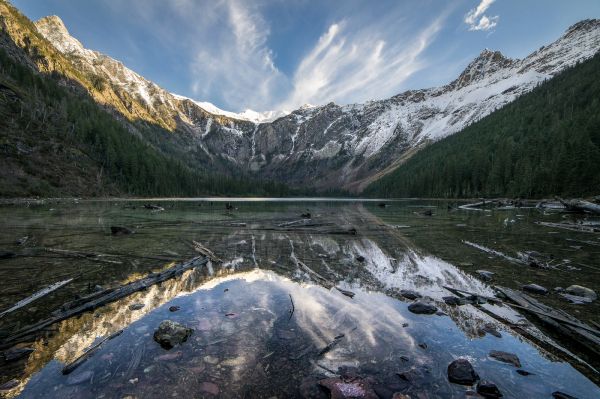 paysage,Montagnes,Lac,la nature,réflexion,neige