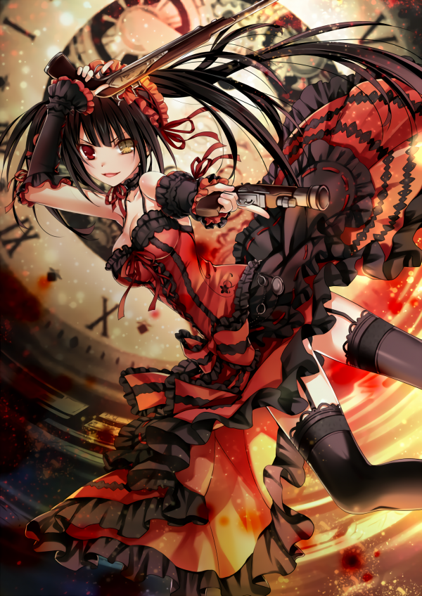 Date A Live,gothic lolita,heterochromia,lolita fashion,panties,stockings