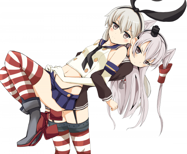 金发女郎,长发,白色背景,Kantai系列,Shimakaze Kancolle,Amatsukaze Kancolle