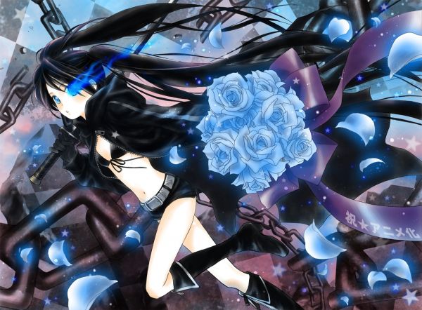 anime, anime lányok, kék, Black Rock Shooter, Kuroi Mato, jármű