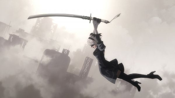 anime, 4k, Nier Automata, Anime piger, Anime screenshot, sværd