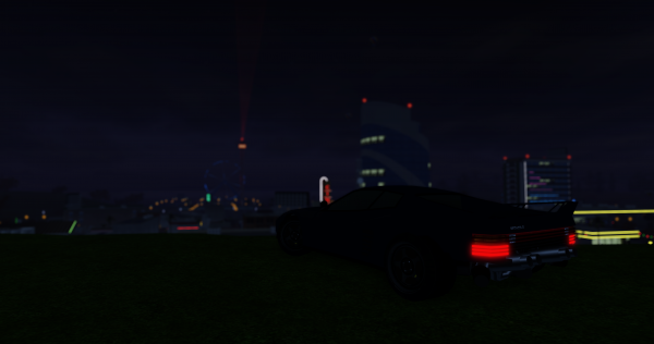 草,Roblox,法拉利Testarossa,夜空,城市的灯光,市