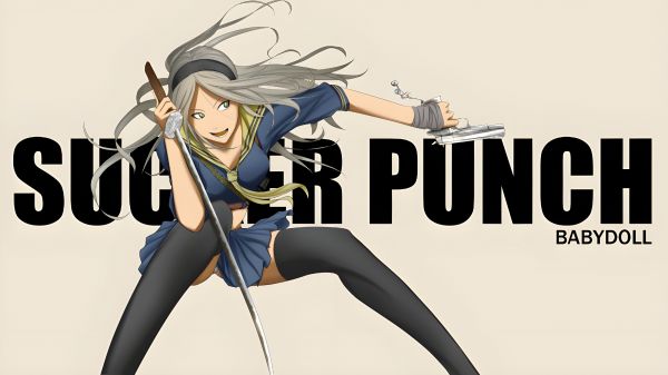 Sucker Punch,Dukke,katana,sjømann uniform,pistol,blond