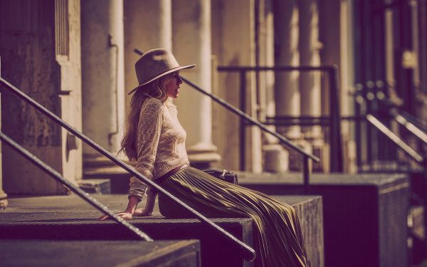 Femmes en plein air,femmes,blond,temple,Profondeur de champ,rue