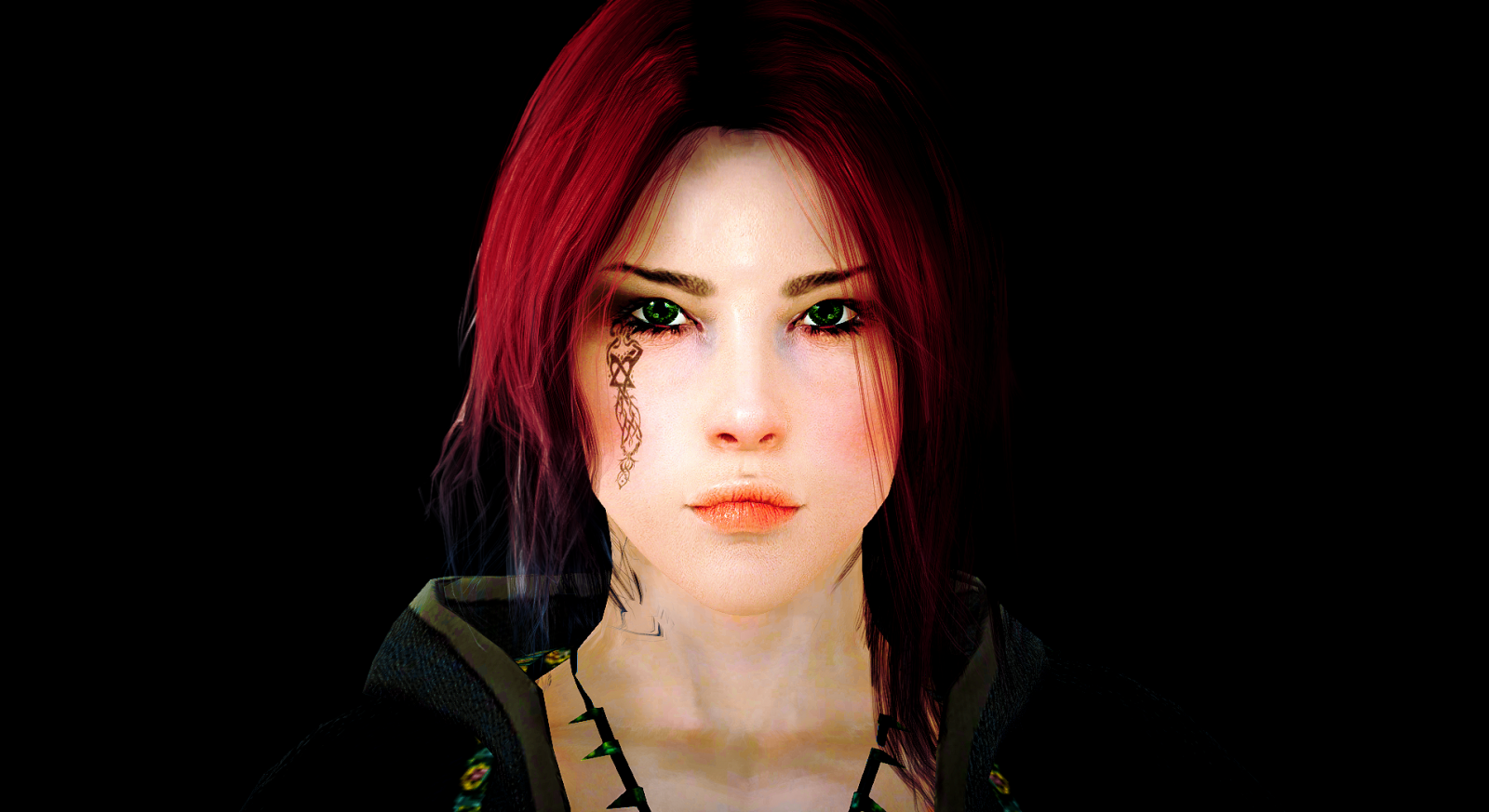 face, video games, model, portrait, Black Desert, glasses, red, green eyes, photography, dark hair, fashion, hair, Person, head, singing, light, color, girl, beauty, eye, woman, lady, darkness, Sense, hairstyle, portrait photography, photo shoot, organ