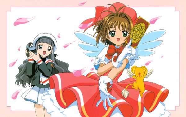 Kinomoto Sakura,Cardcaptor Sakura,anime tytöt,Syaoran Li,anime,terälehdet