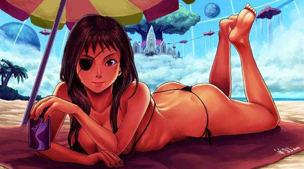 illustrazione,anime,anime girls,spiaggia,cartone animato,a piedi nudi