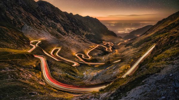 nuit,route,Traînées légères,la nature,paysage,Montagnes