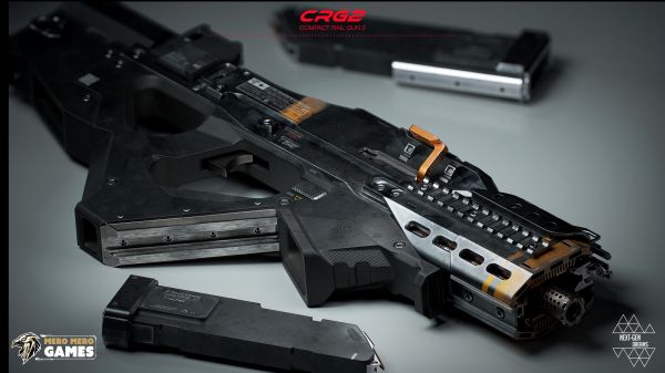 CGI, 3D, futuristic, digital art, assault rifle, rifles