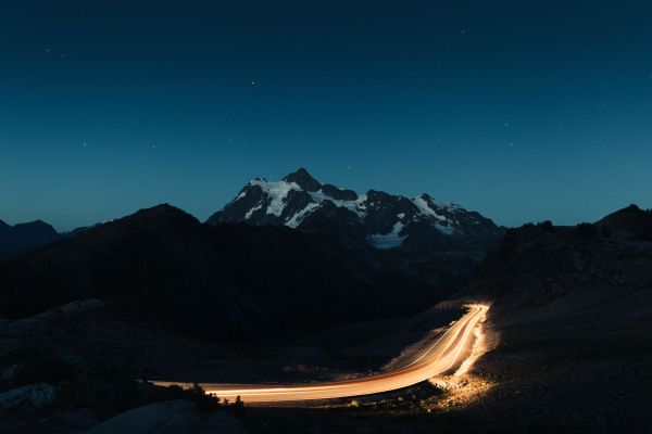 landskap, fjellene, natt, natur, sollys, himmel