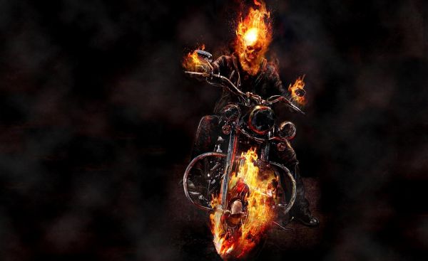 Ghost Rider,motorcycle,fire,fog