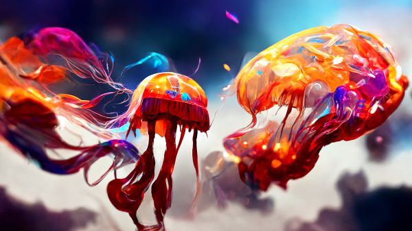 digital art,colorful,jellyfish