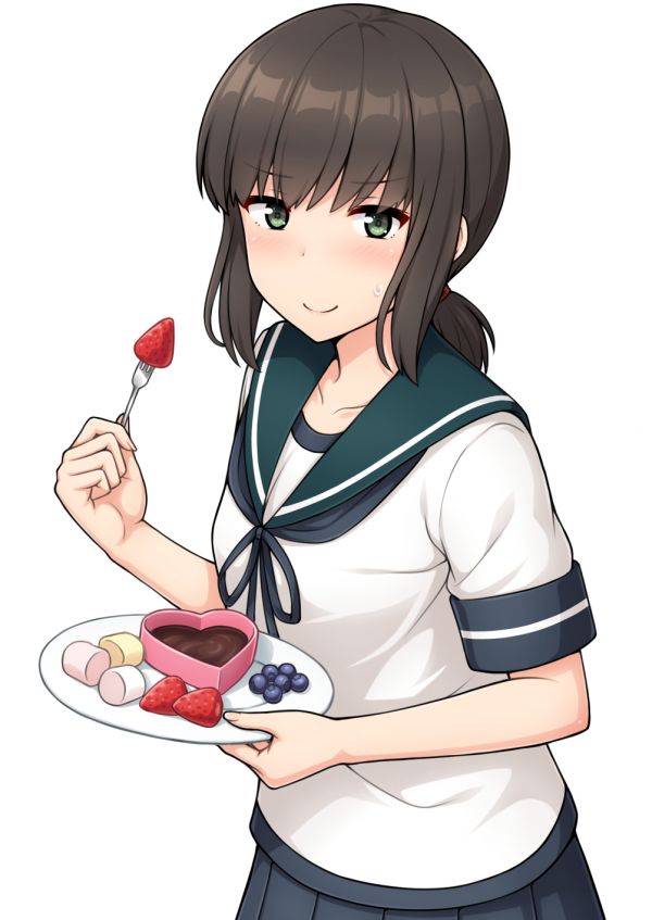 Anime,Anime Mädchen,Kantai-Sammlung,Fubuki KanColle,Pferdeschwanz,Brünette