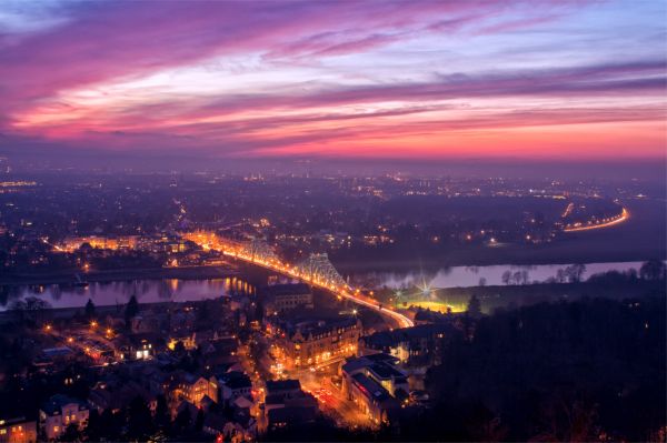 Luzes,rio,Dresden,Alemanha,ponte,Elba