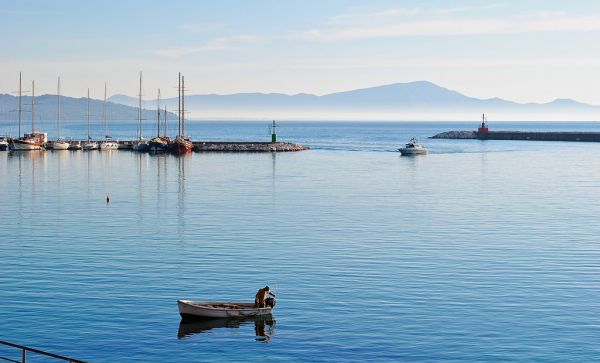 barco, Itália, navio, mar, cidade, baía