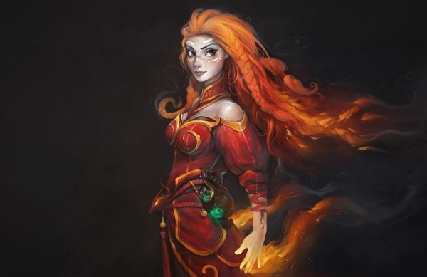 ilustração,videogames,Dota 2,Lina,mitologia,Menina de fantasia