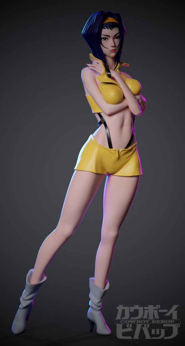 women,HehuiZ,CGI,Cowboy Bebop,Faye Valentine,purple hair