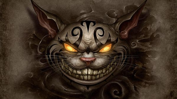 illustratie,kat,Cheshire Cat,Alice Madness keert terug,Alice in Wonderland,Zwarte kat