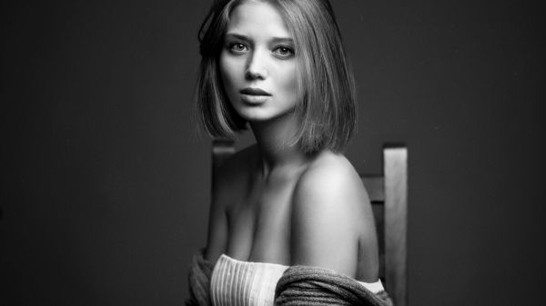 kobiety,Model,biały,czarny,monochromia,portret