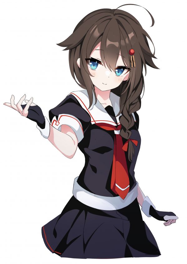 อะนิเมะ,สาวอะนิเมะ,คอลเลกชัน Kantai,Shigure KanColle,shoulder length hair,Braided hair