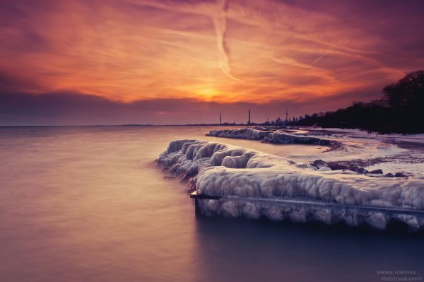 landscape, sunset, sea, lake, sunlight, bay