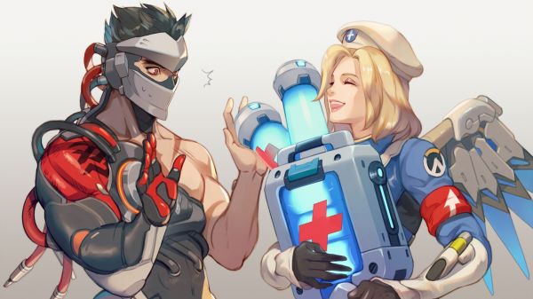 1920x1080 px,arte digitale,Genji Overwatch,Overwatch,Combat Medic Ziegler,Mercy Overwatch