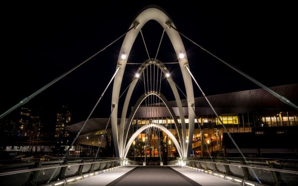 Melbourne,Melbourne Seafarers Bridge,híd,éjszaka