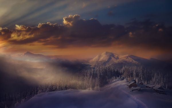 lumière du soleil, paysage, Montagnes, le coucher du soleil, Italie, forêt