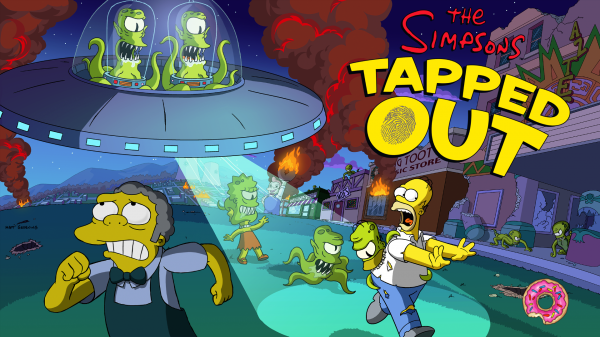 Simpsons,tapped Out,alien,Lisa Simpson,Moe Szyslak,Kang dan Kodos