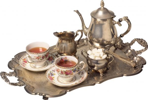 tableware,tea,tray,silver,cups,sugar