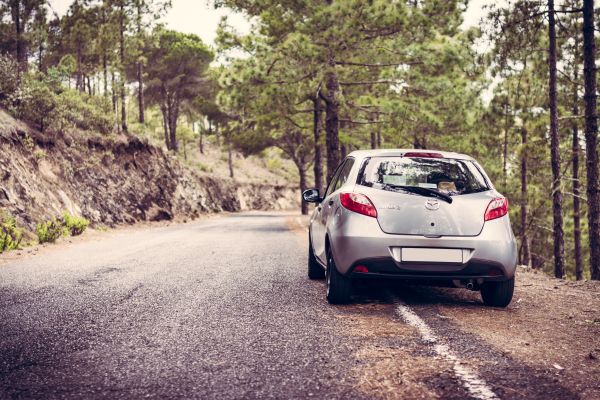 mazda 2,zpětný pohled,stříbrný