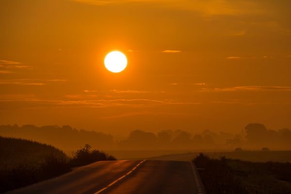 Sonnenlicht, Landschaft, Sonnenuntergang, Hügel, Himmel, Straße