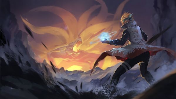 Garçons anime,Namikaze Minato,Anime naruto,Kurama,numérique,art numérique