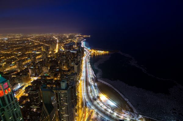 2048x1356 px,Chicago,stad,Lake Shore Drive,lichten,nacht