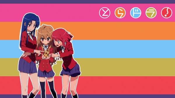 Toradora, Aisaka Тайга, Kushieda Минори, Кавашима Ami, тигър, цветен