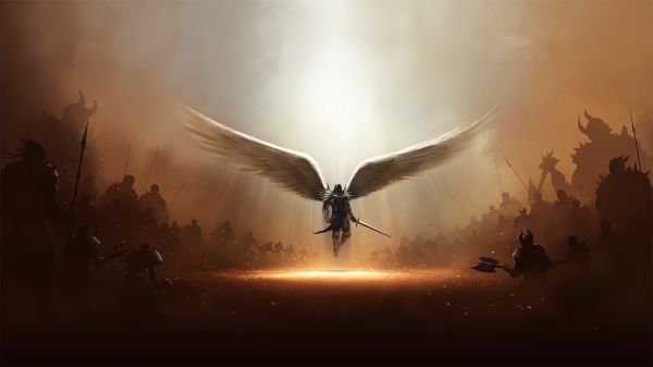 2560x1440 px, Ángeles, arcángel, Diablo, juegos, Tyrael