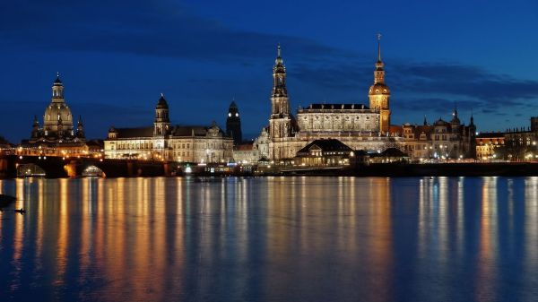 Beleuchtung, Stadt, Stadtbild, Nacht-, Bäume, die Architektur