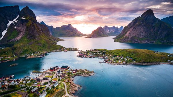 Norge,landskap,Lofoten Islands,vatten,bergen