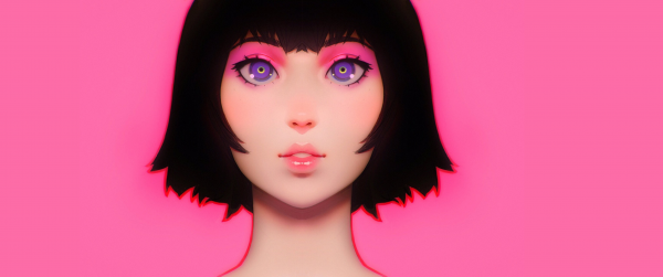 สีชมพู,พื้นหลังที่เรียบง่าย,Ilya Kuvshinov,bob hairstyle,ใบหน้า,สีพาสเทล