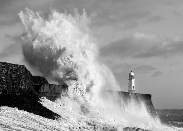 sea, water, monochrome, winter, vehicle, storm