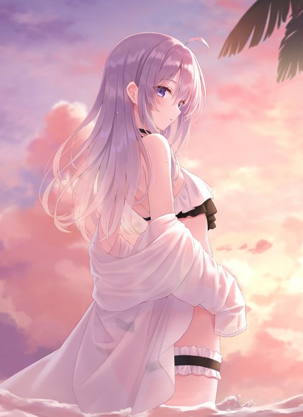 anime,anime girls,capelli viola,capelli lunghi,occhi viola,ahoge