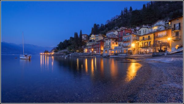 Italia,Danau Como,matahari terbenam